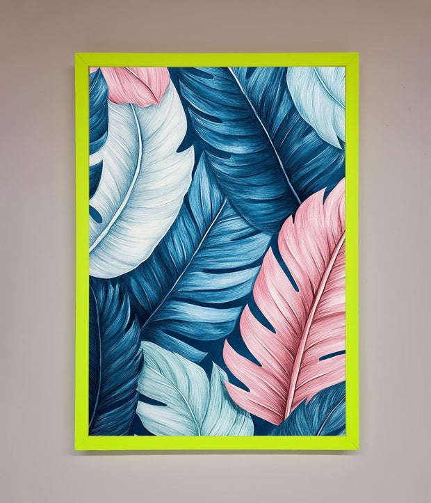 Blue And Pink Feathers Abstract Framed Print-12