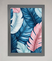 Blue And Pink Feathers Abstract Framed Print-0