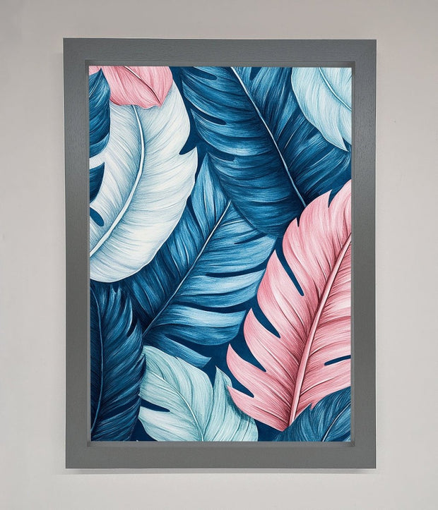 Blue And Pink Feathers Abstract Framed Print-0