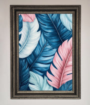 Blue And Pink Feathers Abstract Framed Print-17