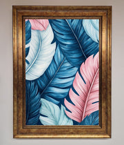 Blue And Pink Feathers Abstract Framed Print-7