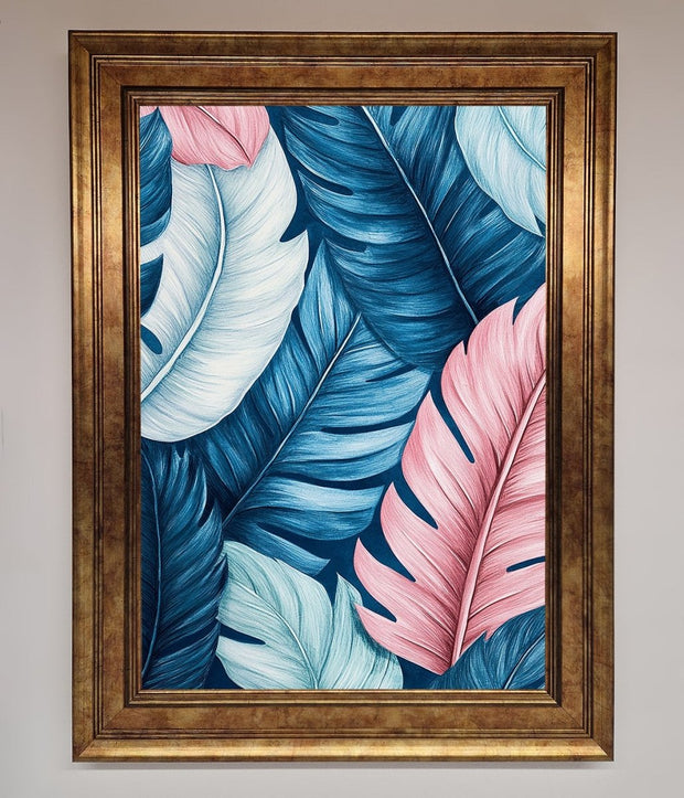 Blue And Pink Feathers Abstract Framed Print-7