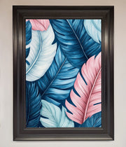 Blue And Pink Feathers Abstract Framed Print-6