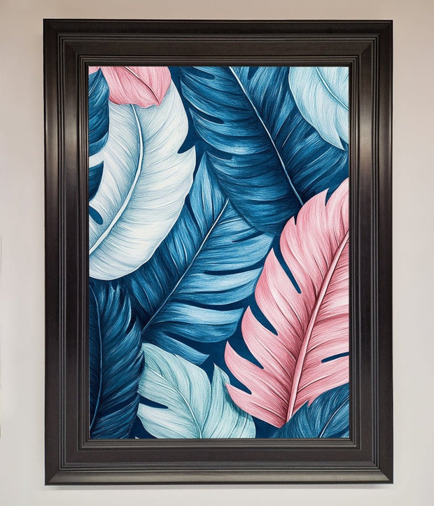 Blue And Pink Feathers Abstract Framed Print-6