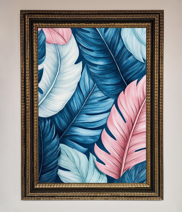 Blue And Pink Feathers Abstract Framed Print-18
