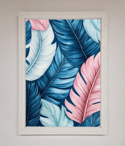 Blue And Pink Feathers Abstract Framed Print-2