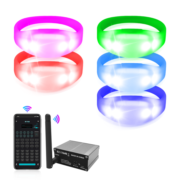 Wholesale RF FUN APP Control LED Bracelets Wristbands for Wedding & Birthday Party ( 200PCS + 1 APP Transmitter Pack)-0