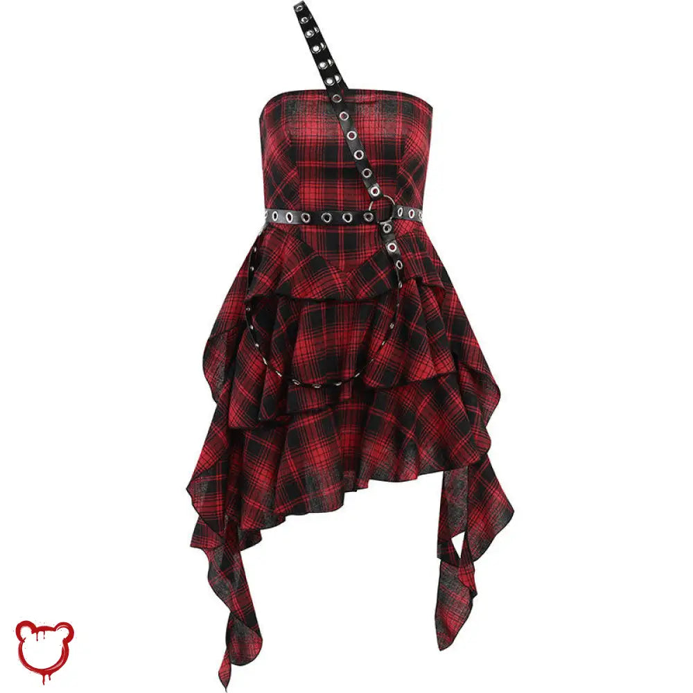 Burgundy Plaid Punk Dress by The Cursed Closet-2