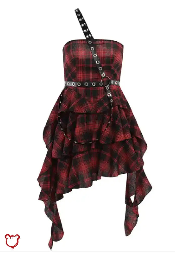 Burgundy Plaid Punk Dress by The Cursed Closet-4