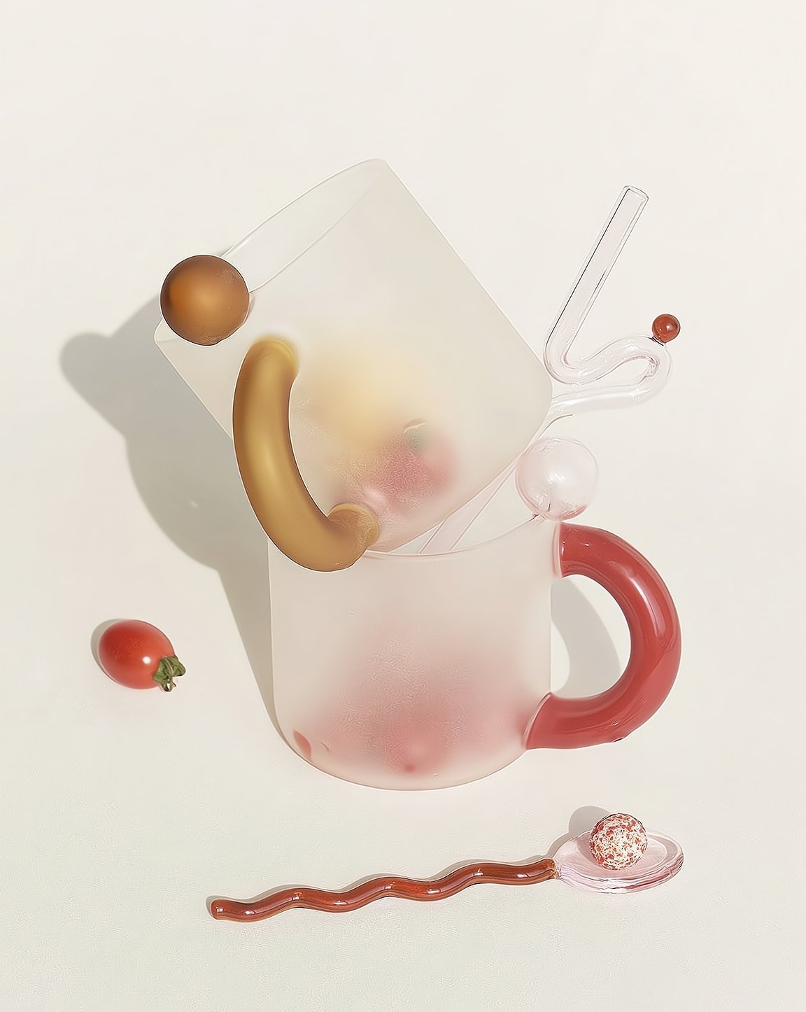 Candy Mug - Handblown Whimsical Dopamine Coffee Tea Cup-2