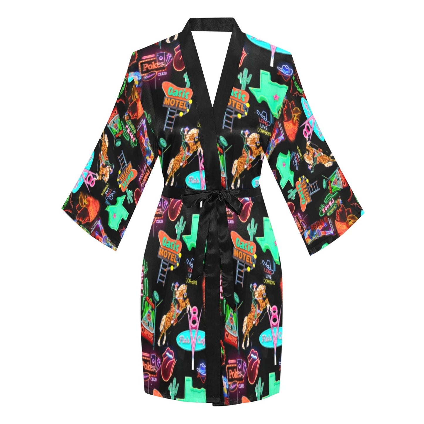 Vegas Neon Women's Lounge Kimono Robe by Baha Ranch Western Wear-2