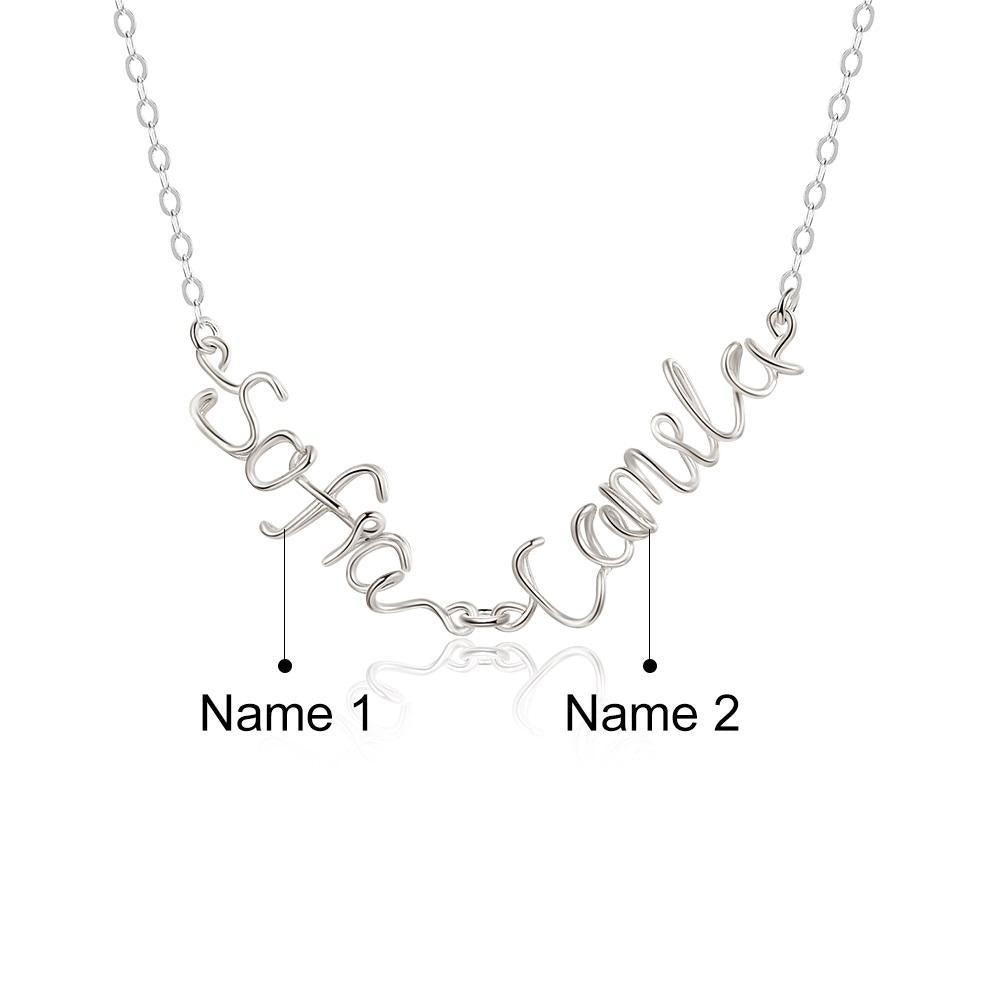 925 Silver Double Names Necklace-4