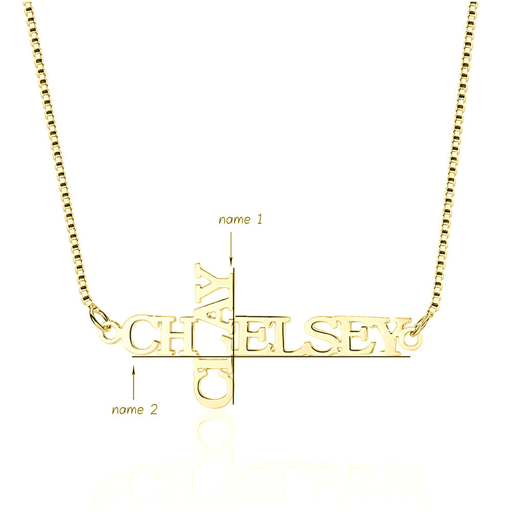 Cross Double Name Necklace-4