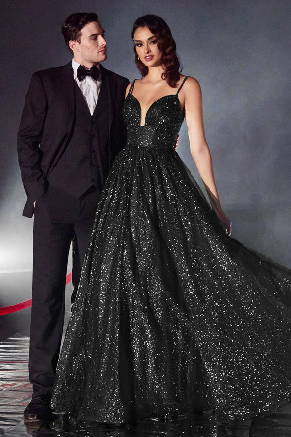 Layered Glitter Ball Gown - Memoriex