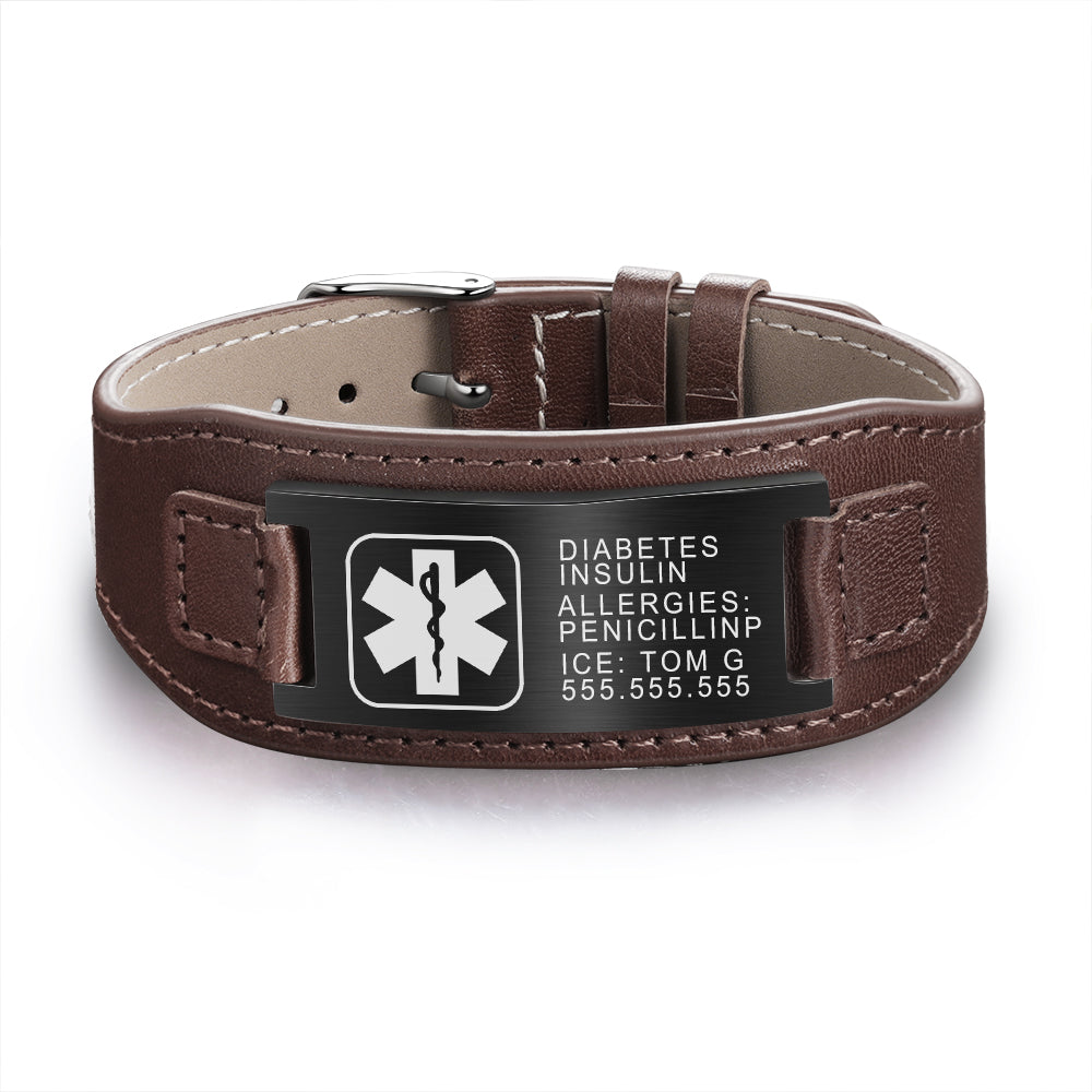 Stainless Steal Medical Men's Medical Blert Bracelet-7