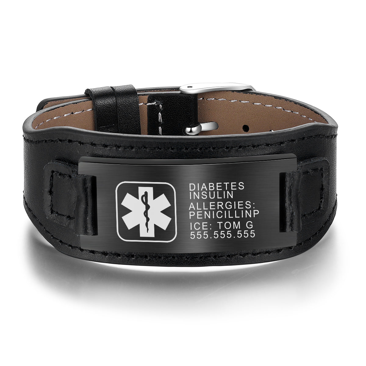 Stainless Steal Medical Men's Medical Blert Bracelet-6