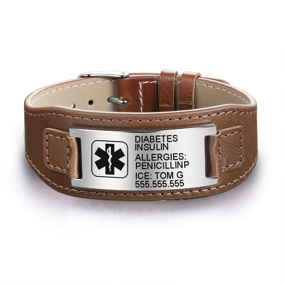 Stainless Steal Medical Men's Medical Blert Bracelet-5