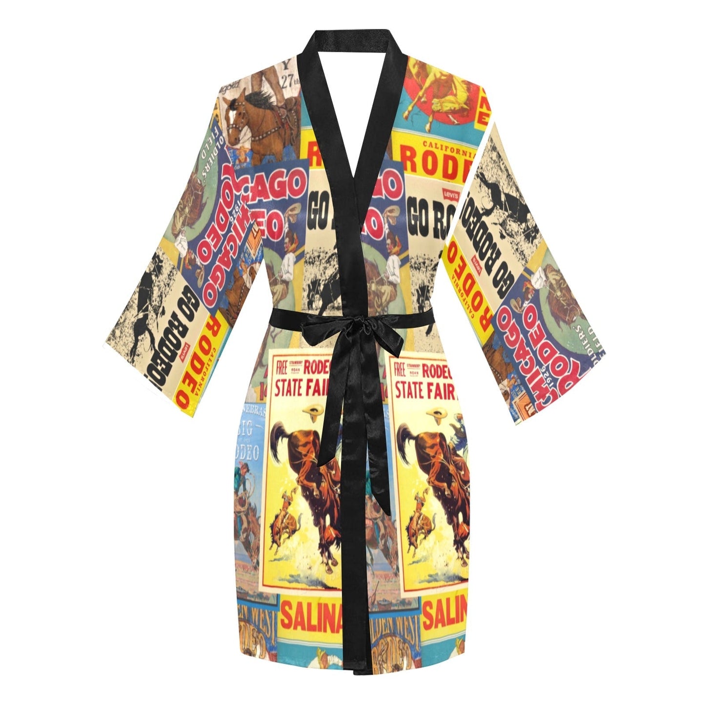 Vintage Rodeo Poster Women's Lounge Kimono Robe by Baha Ranch Western Wear-2