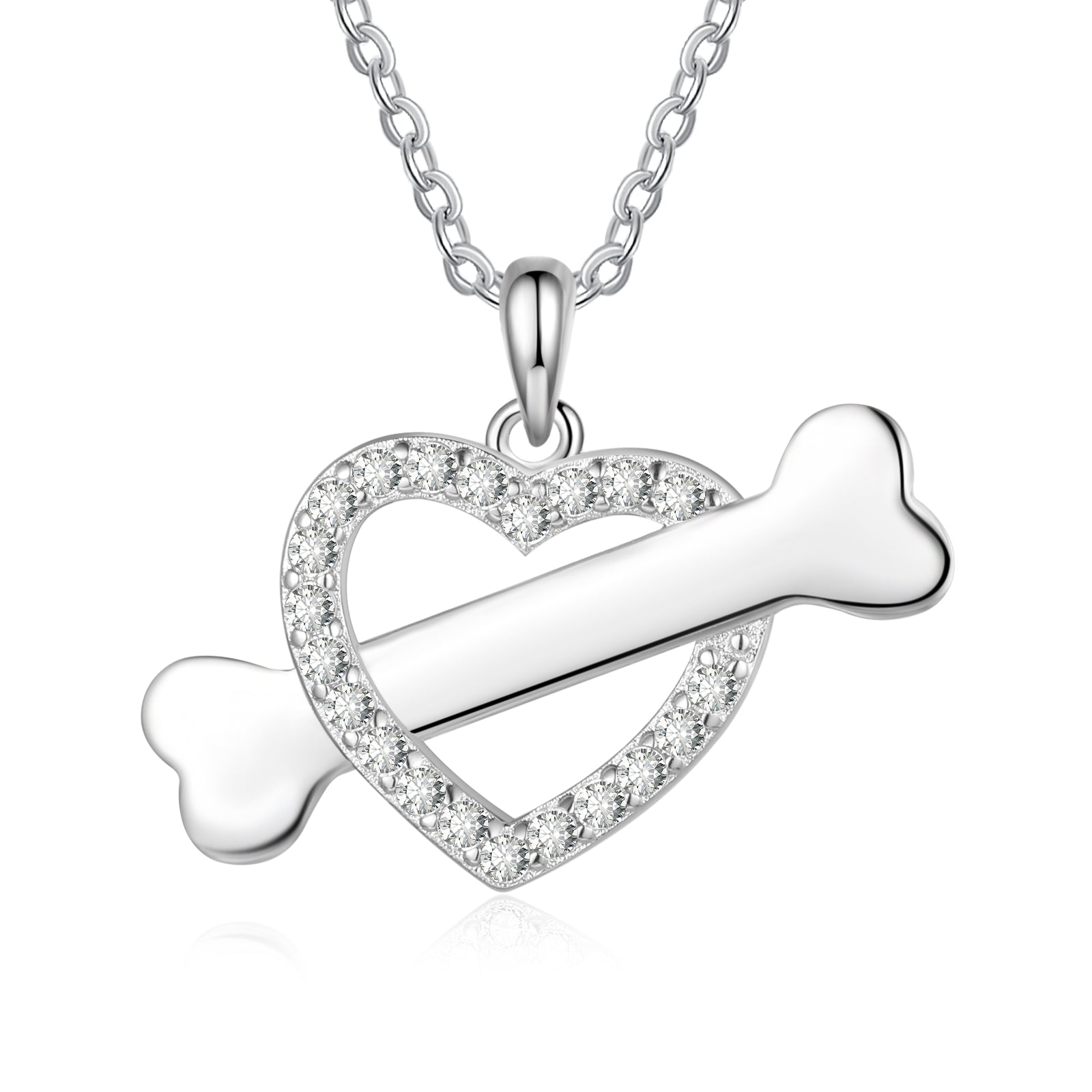 Custom Name Heart With Bone Necklace-4