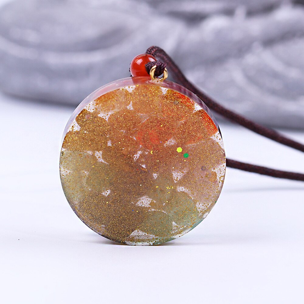 Chakra Orgonite Energy Pendant Healing Necklace With Sri Yantra Symbol Sacred Geometry Yoga Jewelry-3