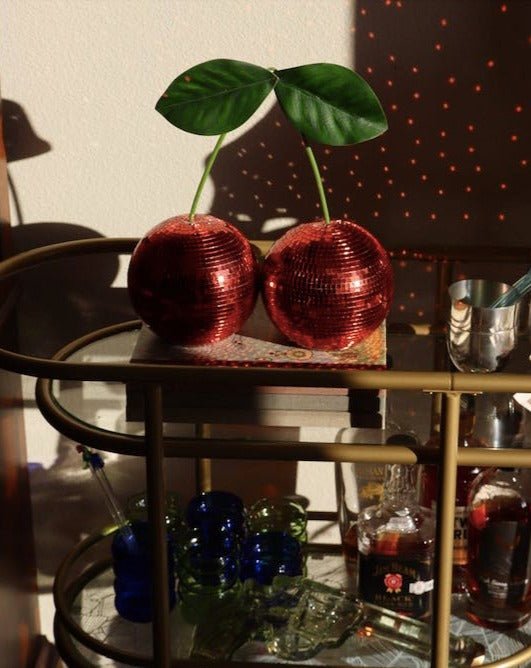 Cherry Disco Ball, Whimsical Dopamine Decor, Quirky Decorative Object-1