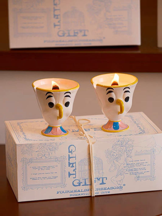 Chip Potts Scented Soy Wax Candles Set of 2 Pcs - Cute Ceramic Cartoon Mug Candle-0