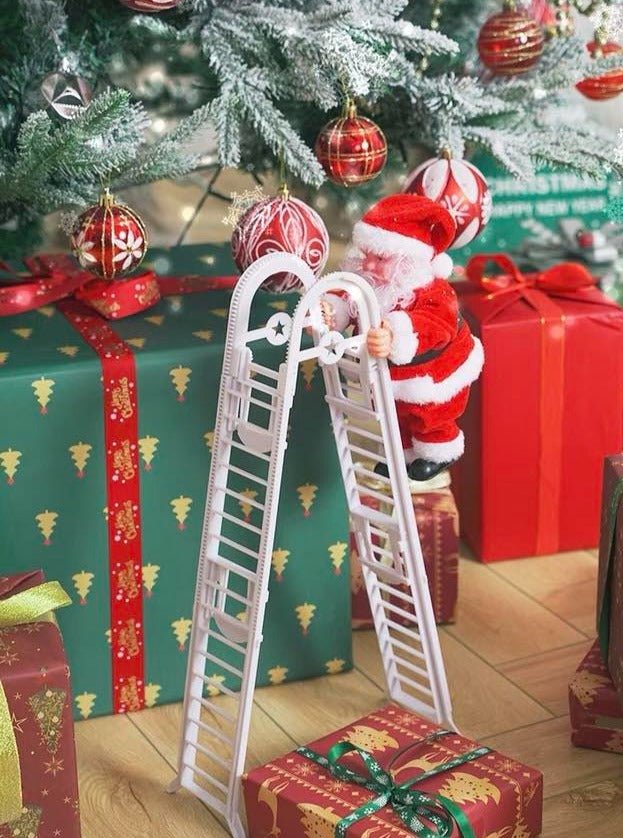 Christmas Electric Santa Decor, Santa Climbing Ropes & Ladder Toy Ornament-5