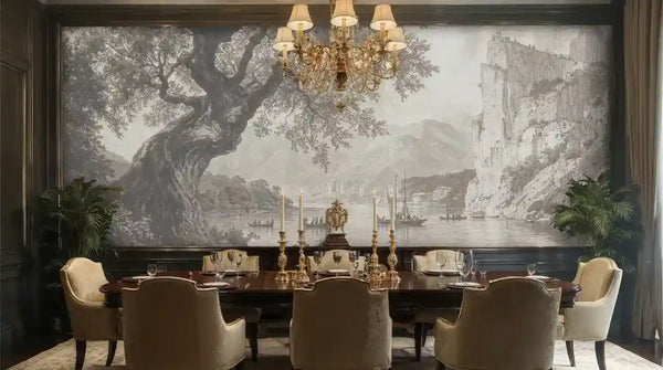 Classical Lakeside Landscape Wall Mural-0