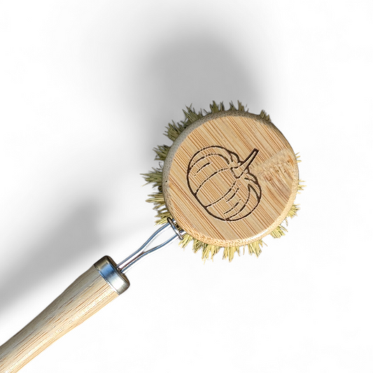 Pumpkin Design Dish Brush with Replaceable Head | Natural Washing Up Brush-0