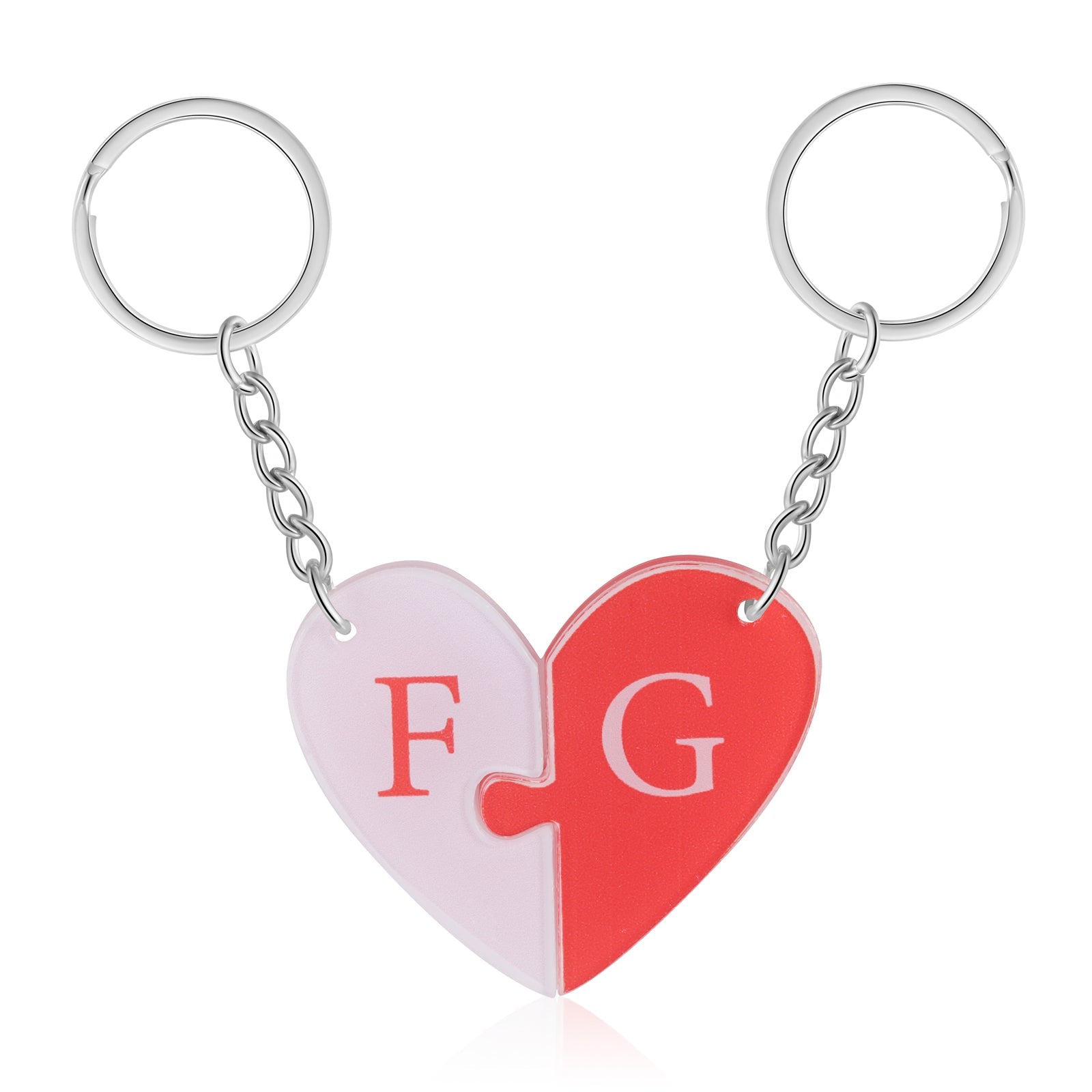 Custom Letter Acrylic Keychain Heart Shape Couple Keychain-6