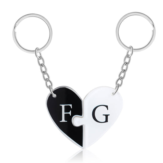 Custom Letter Acrylic Keychain Heart Shape Couple Keychain-0