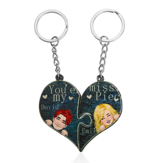 Custom Name Heart Shape Couple Keychain-0