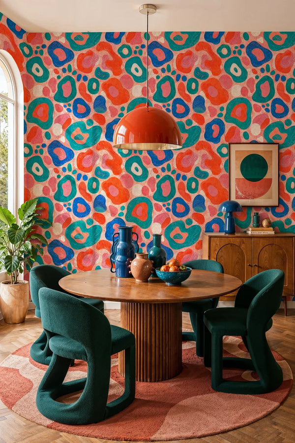 Retro Abstract Pebble Pattern Wallpaper-0
