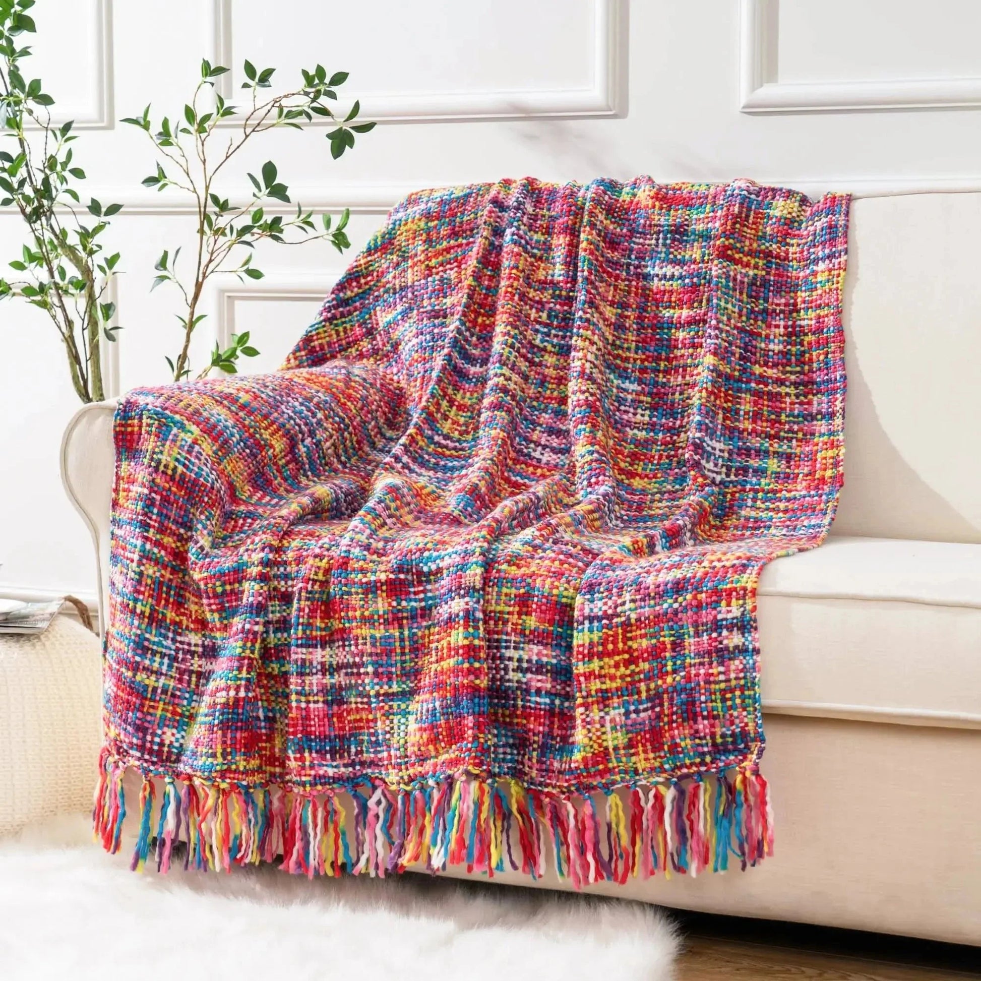 Colorful Woven Throw Blanket-0