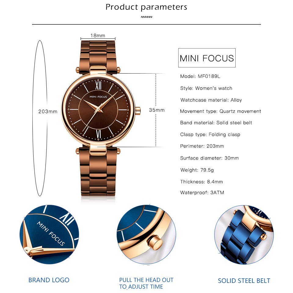 Concise Business Quartz Women Watches Blue Stainless Steel Strap RG Hands Fashion Luxury Ladies Wristwatch Girl Gift-6