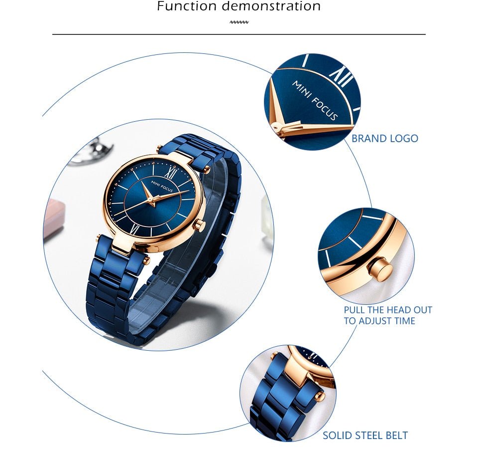 Concise Business Quartz Women Watches Blue Stainless Steel Strap RG Hands Fashion Luxury Ladies Wristwatch Girl Gift-11