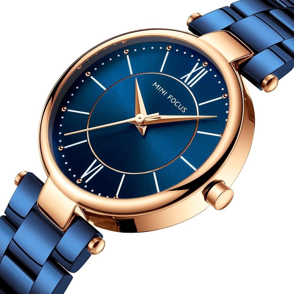 Concise Business Quartz Women Watches Blue Stainless Steel Strap RG Hands Fashion Luxury Ladies Wristwatch Girl Gift-1