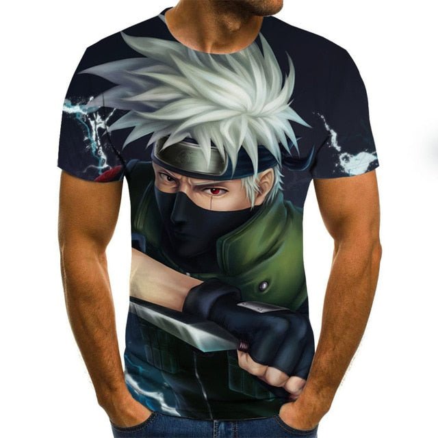 Cool anime men's T-shirt summer fashion top 3D round neck short sleeve Naruto casual shirt T-shirt-6