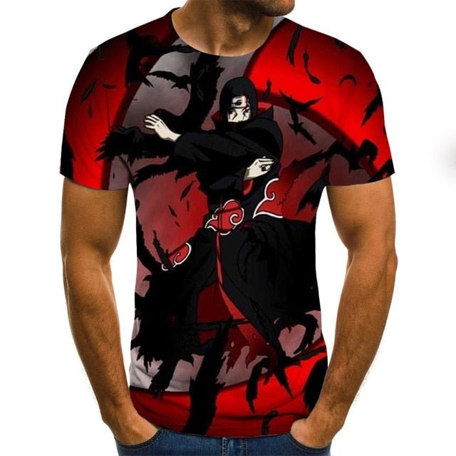 Cool anime men's T-shirt summer fashion top 3D round neck short sleeve Naruto casual shirt T-shirt-4