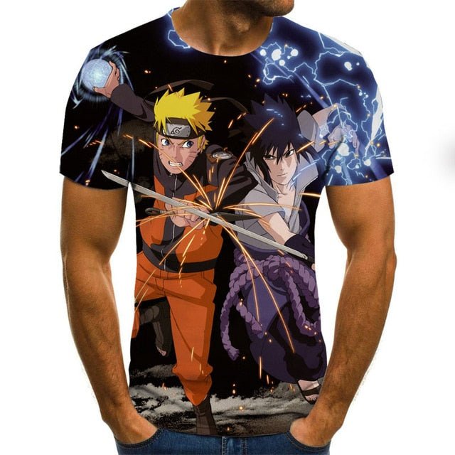 Cool anime men's T-shirt summer fashion top 3D round neck short sleeve Naruto casual shirt T-shirt-9