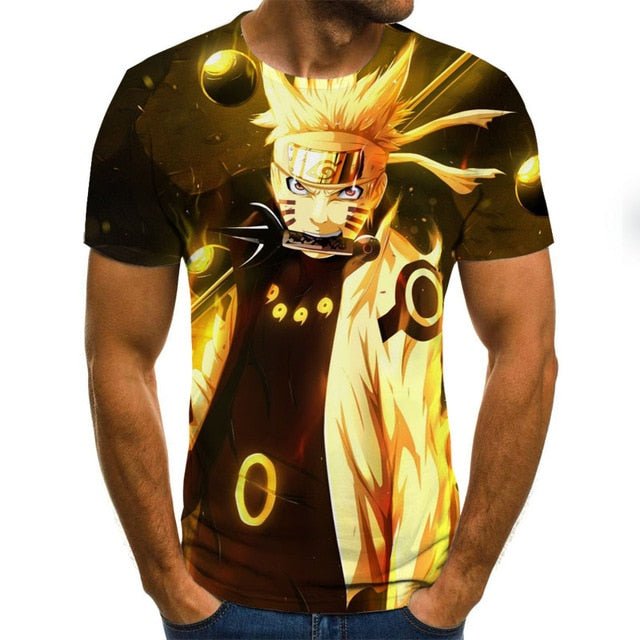 Cool anime men's T-shirt summer fashion top 3D round neck short sleeve Naruto casual shirt T-shirt-5