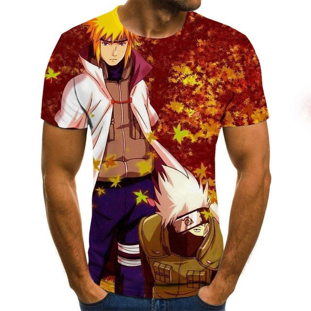 Cool anime men's T-shirt summer fashion top 3D round neck short sleeve Naruto casual shirt T-shirt-8