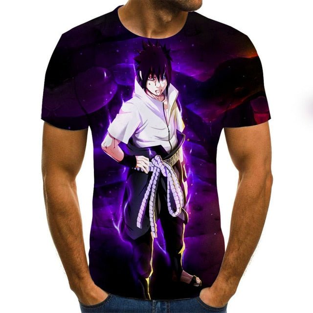 Cool anime men's T-shirt summer fashion top 3D round neck short sleeve Naruto casual shirt T-shirt-7