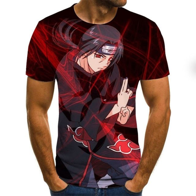 Cool anime men's T-shirt summer fashion top 3D round neck short sleeve Naruto casual shirt T-shirt-11