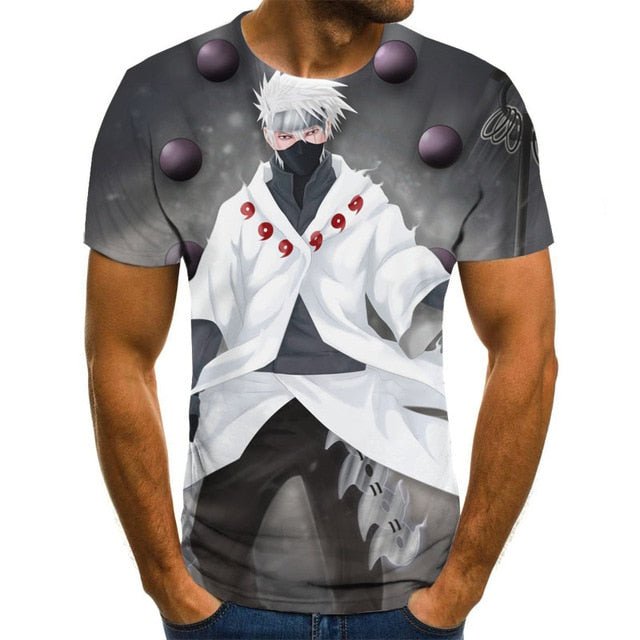 Cool anime men's T-shirt summer fashion top 3D round neck short sleeve Naruto casual shirt T-shirt-2