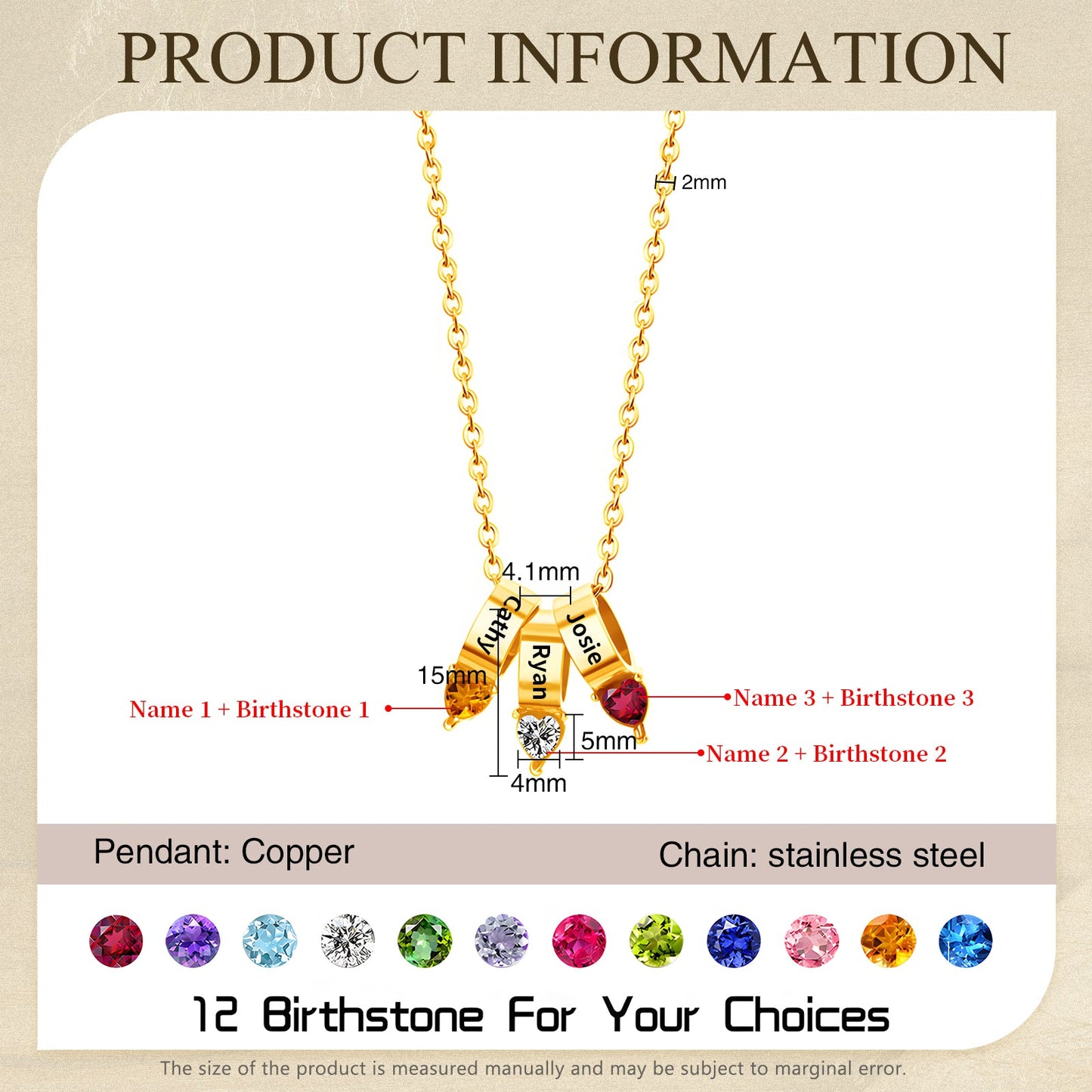 Mother's Day Birthstone Necklace-6