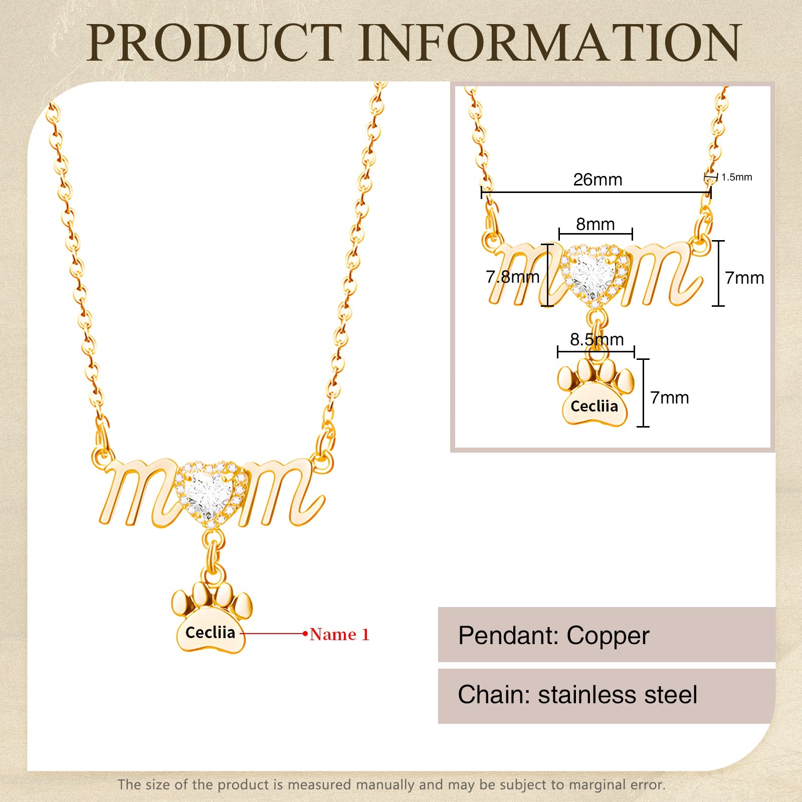 Mother's Day Paw Shape Necklace-4