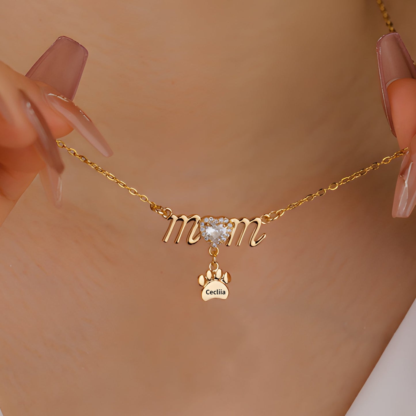 Mother's Day Paw Shape Necklace-3