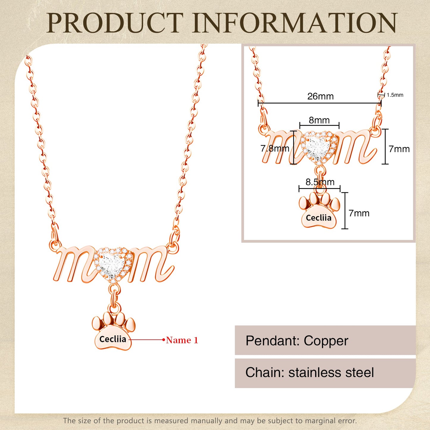 Mother's Day Paw Shape Necklace-9