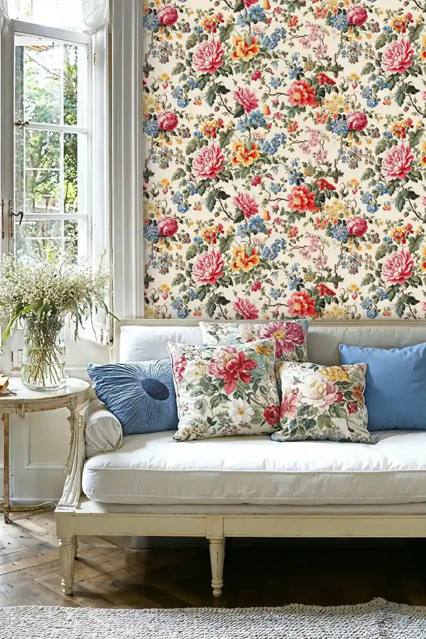 Cottage Garden Floral Wallpaper-0